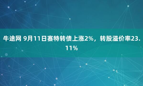 牛途网 9月11日赛特转债上涨2%，转股溢价率23.11%