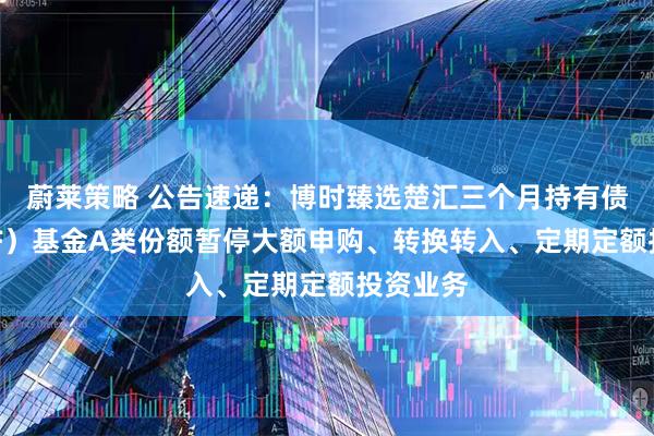 蔚莱策略 公告速递：博时臻选楚汇三个月持有债券（FOF）基金A类份额暂停大额申购、转换转入、定期定额投资业务