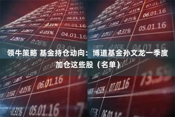 领牛策略 基金持仓动向：博道基金孙文龙一季度加仓这些股（名单）