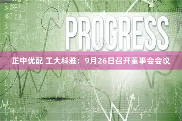正中优配 工大科雅：9月26日召开董事会会议